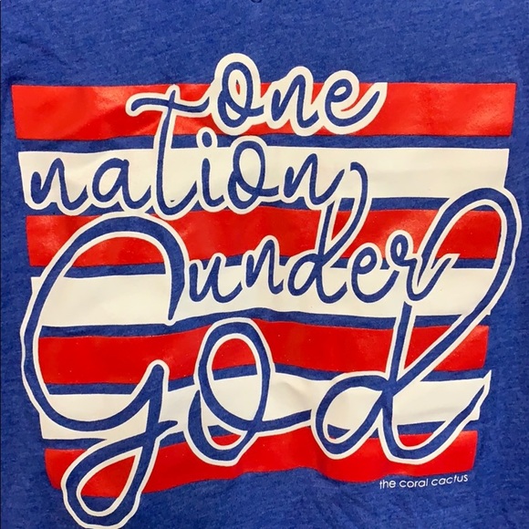 One Nation Under God blue v-neck t-shirt. Small - Picture 2 of 6